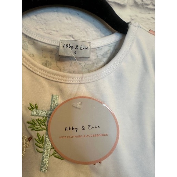 NWT Abby & Evie Girls Easter Sheep Floral Ruffle Dress & Bloomer Set Size 4 - Picture 4 of 5